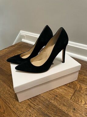 Ivanka Trump Black Pointed-Toe Suede Stiletto Pumps